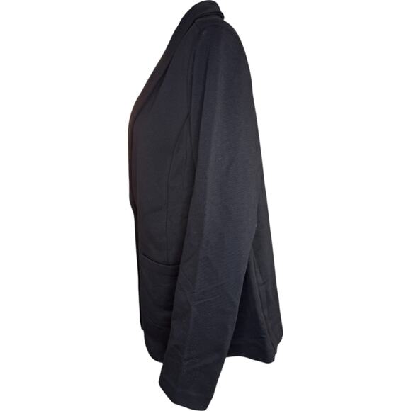 Susan Graver Weekend Washed French Terry Blazer Black Large Business Career NWOT - Picture 2 of 14